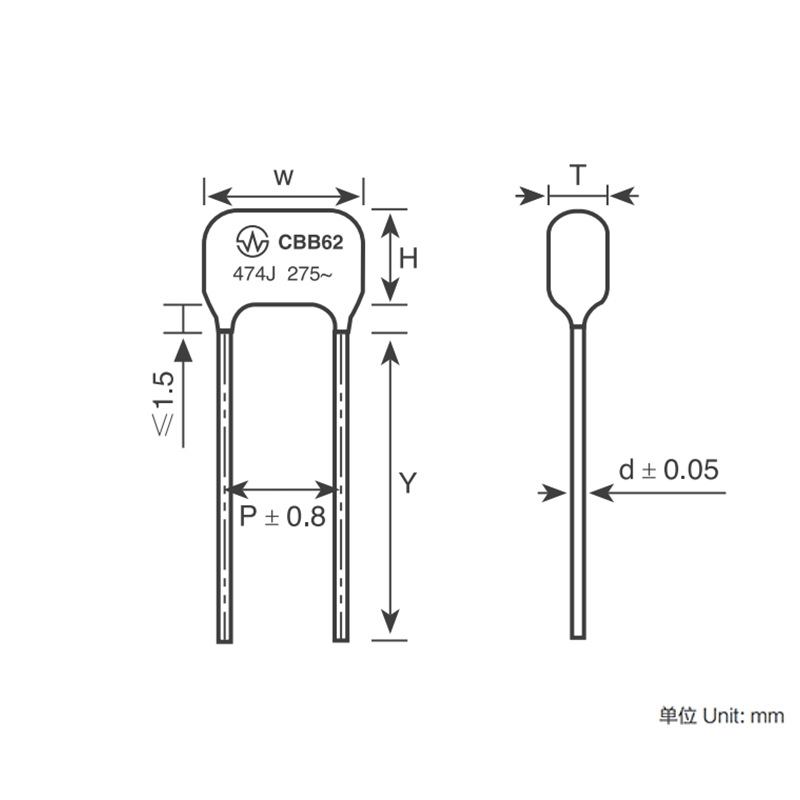 CBB62 series Metallized Polypropylene Film AC Capacitor