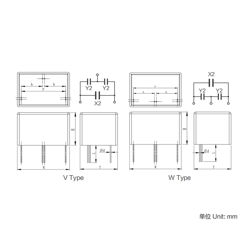 MKP X2Y series Capacitor Module for Electromagnetic Interference Suppression (Class X2+Y)